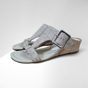 Donald J Pliner Vine Wedge Sandal Womens Shoe Bone Cork Texture Size 7 NWOT